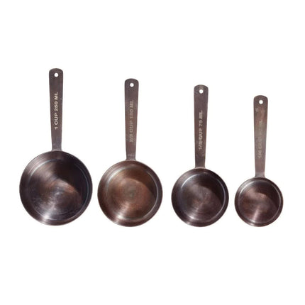 Vintage Elegance: Antique Copper Stainless Steel Measuring Cup Set.