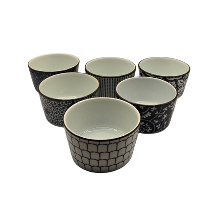 Ceramic Bakeware Set Blue Patterned Ramekins Set of 6.