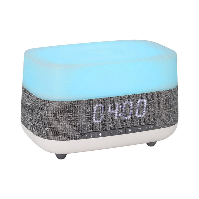 Laser Ambient Diffuser Clock Radio with Bluetooth Speaker & Light.