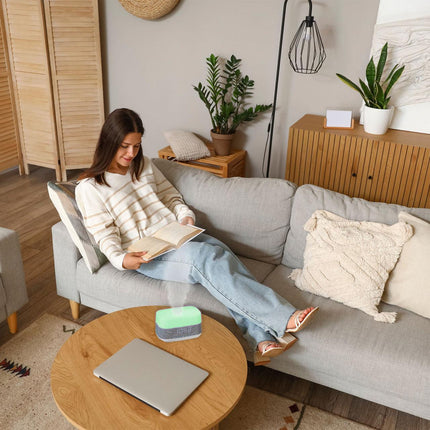 Laser Ambient Diffuser Clock Radio with Bluetooth Speaker & Light.