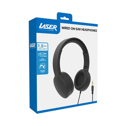 Laser Wired Headphones with 40mm Drivers Black.