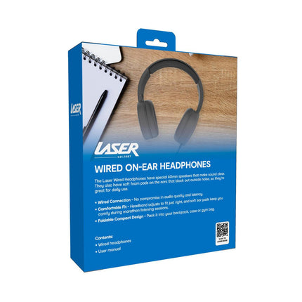 Laser Wired Headphones with 40mm Drivers Black.