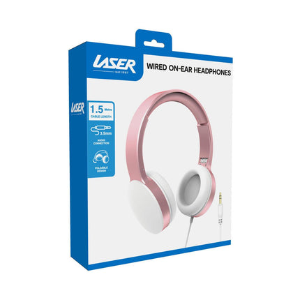 Laser Wired Headphones with 40mm Drivers Rose Gold.