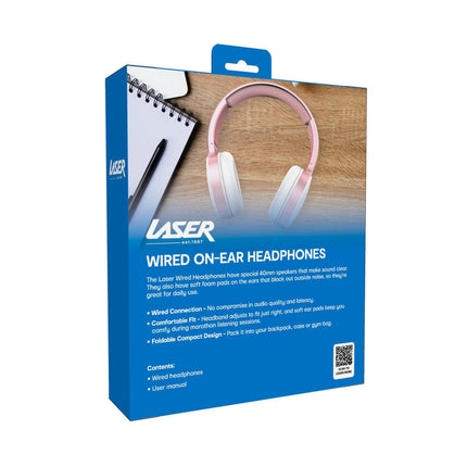 Laser Wired Headphones with 40mm Drivers Rose Gold.