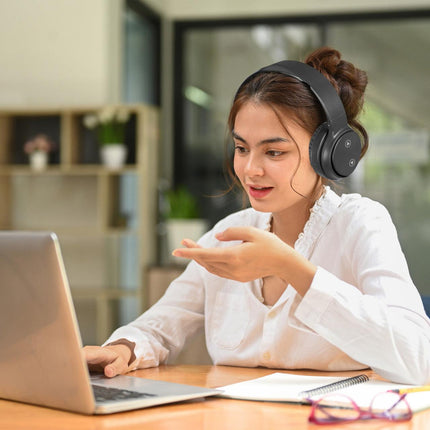 Laser Foldable Bluetooth Headphones with Mic Black.