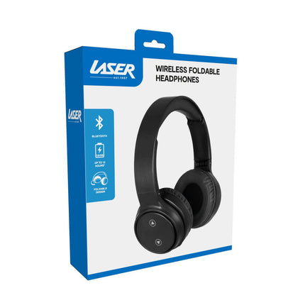 Laser Foldable Bluetooth Headphones with Mic Black.