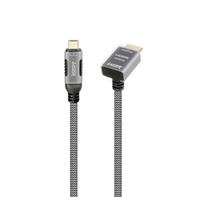 Laser 4K USB-C to Right Angle HDMI Cable 2m.