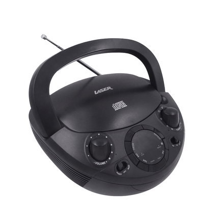 Laser Black Portable CD Boombox with AM/FM Radio.