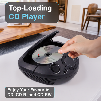 Laser Black Portable CD Boombox with AM/FM Radio.