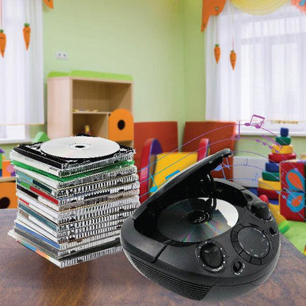 Laser Black Portable CD Boombox with AM/FM Radio.