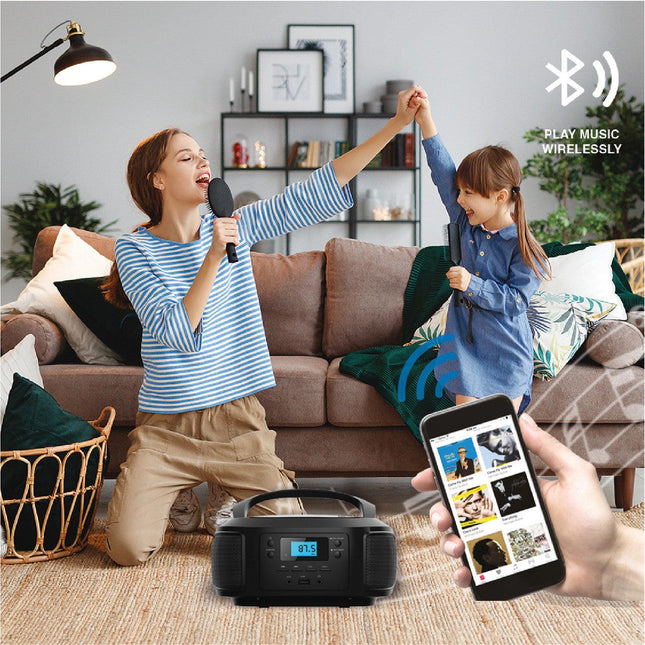 Laser Bluetooth CD/MP3 Boombox - Portable FM Radio Player.