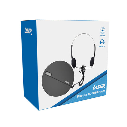 Laser Portable CD MP3 Player with Anti-Skip Tech and Headphones.