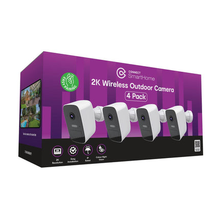 Connect SmartHome Wireless 2K Outdoor Camera 4 Pack.