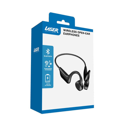 Laser Wireless Open Ear Earphones Black.