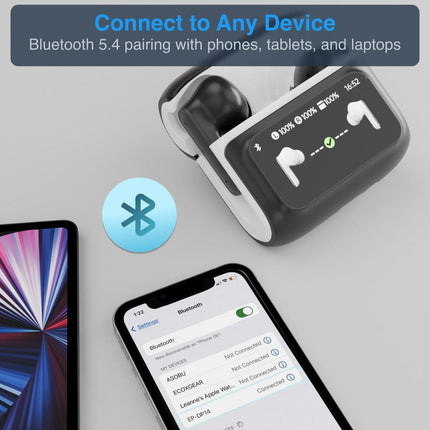 Laser TWS Earbuds ANC with Touch Display Black.