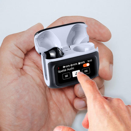 Laser TWS Earbuds ANC with Touch Display Black.