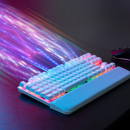 G-TEK Cyborg 87-Key Wired Bluetooth Keyboard White.