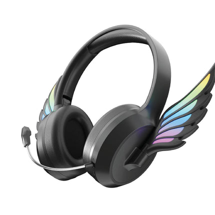 Laser Kids Angel Wings Headphones with Mic Black.