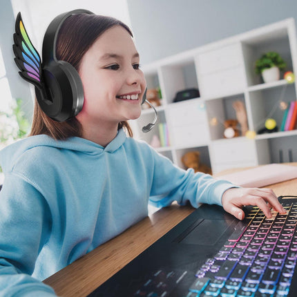 Laser Kids Angel Wings Headphones with Mic Black.