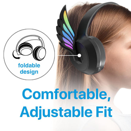 Laser Kids Angel Wings Headphones with Mic Black.