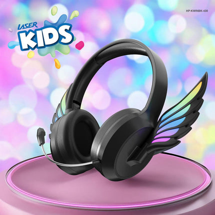 Laser Kids Angel Wings Headphones with Mic Black.