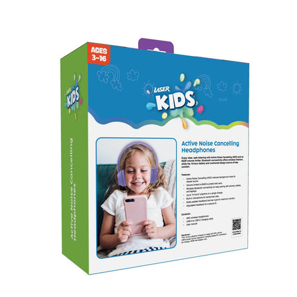 Laser Volume Limited ANC Kids Headphones Lilac.