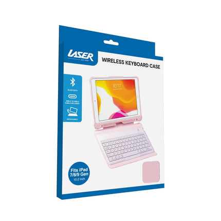 Laser iPad 10.2-inch Wireless Keyboard Case Pink.