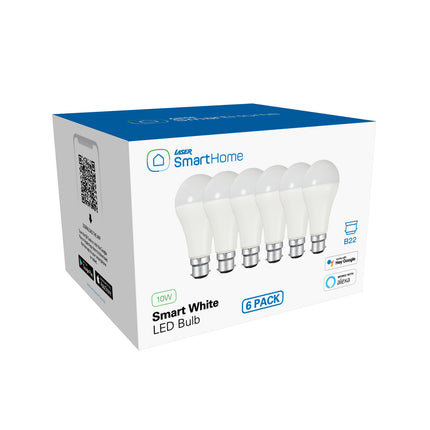 Laser Smart White LED Bulb B22 6 Pack – Wi-Fi Control.