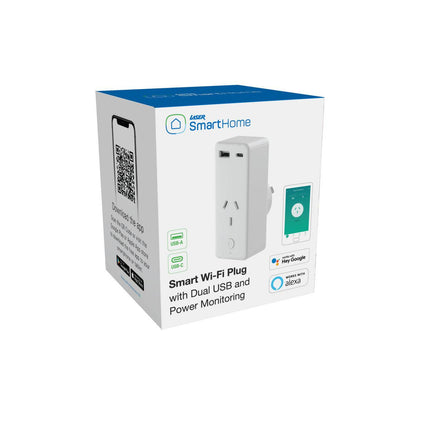 Laser Smart Wi-Fi Plug with Dual USB and Power Monitoring.