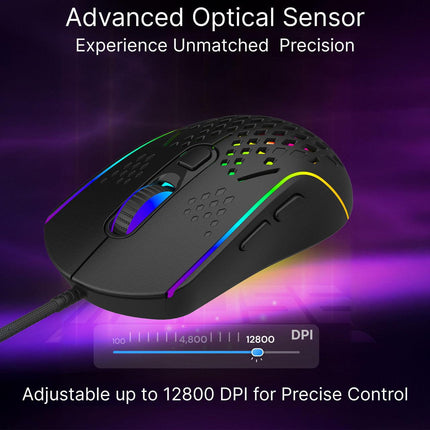 Laser RGB Lightweight Gaming Mouse - Black.