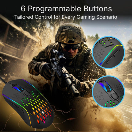 Laser RGB Lightweight Gaming Mouse - Black.