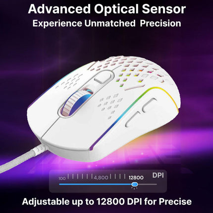 Laser RGB Lightweight Gaming Mouse White.