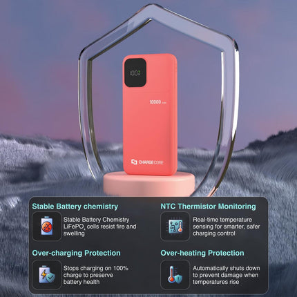 ChargeCore SafeCharge Max 10K - Sunset Coral.