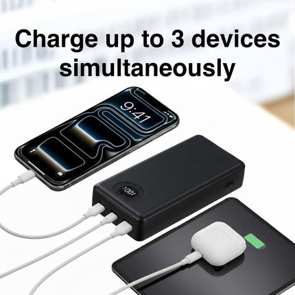 Laser 20000mAh Powerbank Battery Display Black.