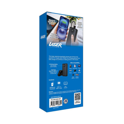 Laser 20000mAh Powerbank Battery Display Black.