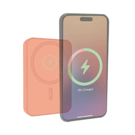 Laser 5000mAh Magnetic Wireless Power Bank Peach.