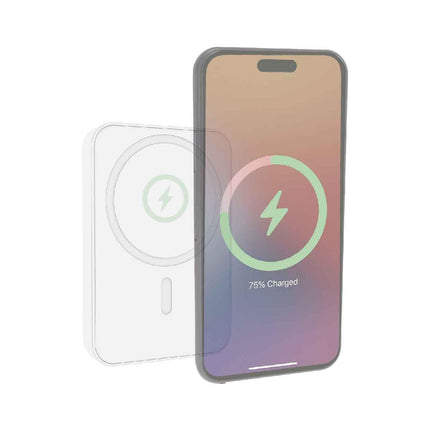 Laser 5000mAh Magnetic Wireless Power Bank White.