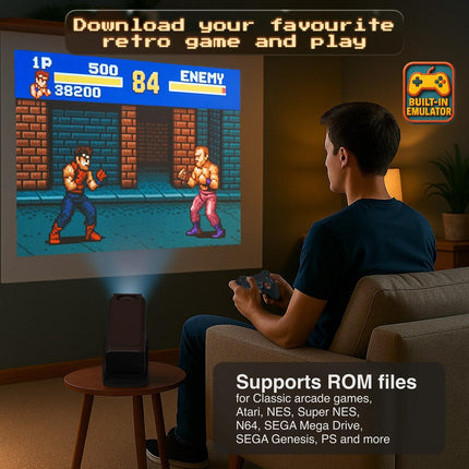 Smart Gaming Projector with 80 Games Dual Controllers.