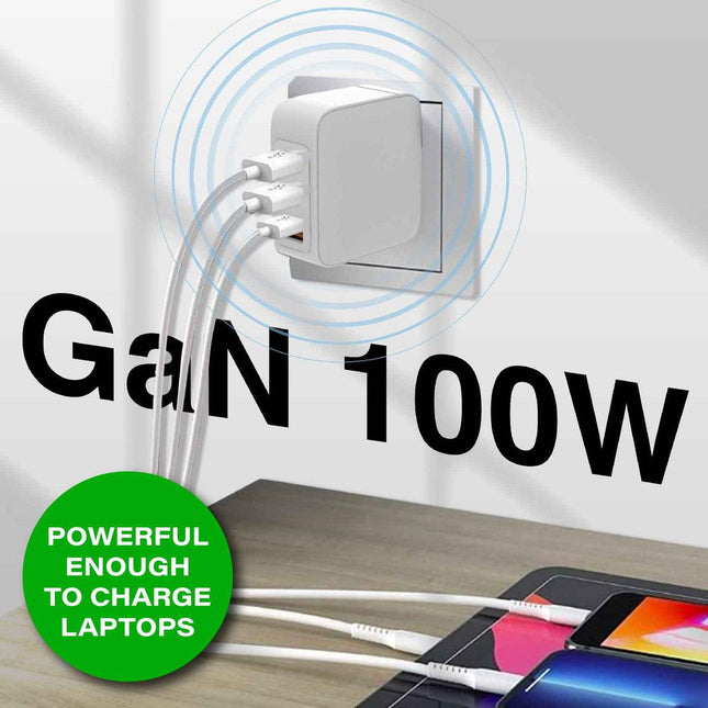 Laser 100W GaN USB-C and USB-A Wall Charger.