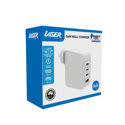Laser 100W GaN USB-C and USB-A Wall Charger.