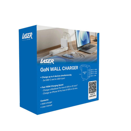 Laser 100W GaN USB-C and USB-A Wall Charger.