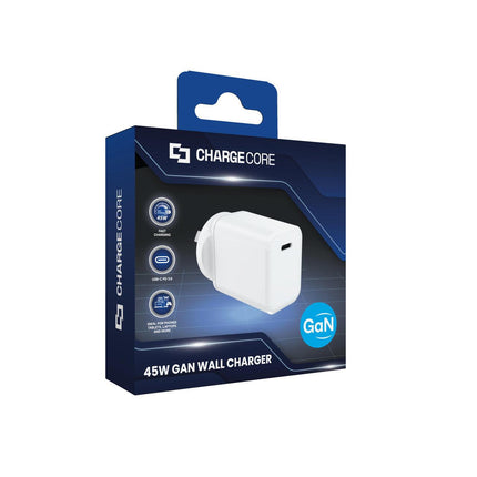 Laser ChargeCore 45W PD GaN USB-C Wall Charger.