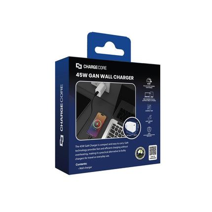 Laser ChargeCore 45W PD GaN USB-C Wall Charger.
