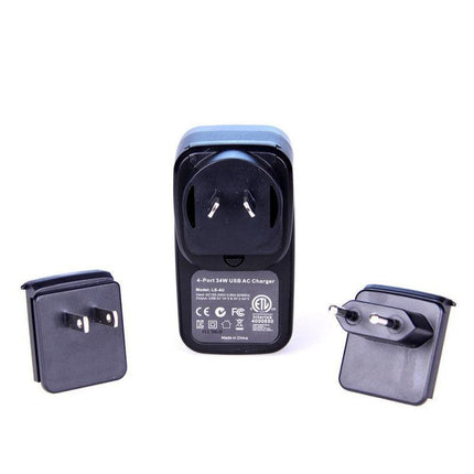 Laser 4-Port USB Travel Charger with Global Adapters.