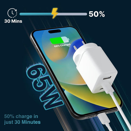 Laser 65W GaN Travel Charger with 4 Adaptors.