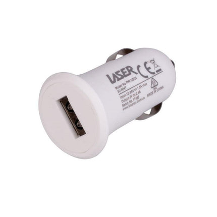 Laser USB Car Charger with 3-in-1 Cable White.