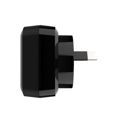 Laser Fast Charging Dual USB Wall Charger with 3 in 1 Cable - Black.