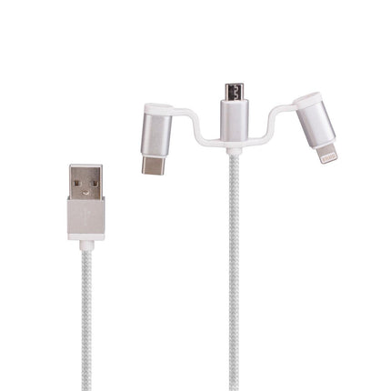 Laser Dual USB AC Charger 2.4A with 3-in-1 Cable White.