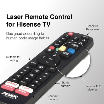 Laser Remote Control for Hisense TV Black.