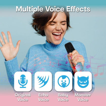 Laser Mini Karaoke Speaker with 2 Wireless Mics - Blue.